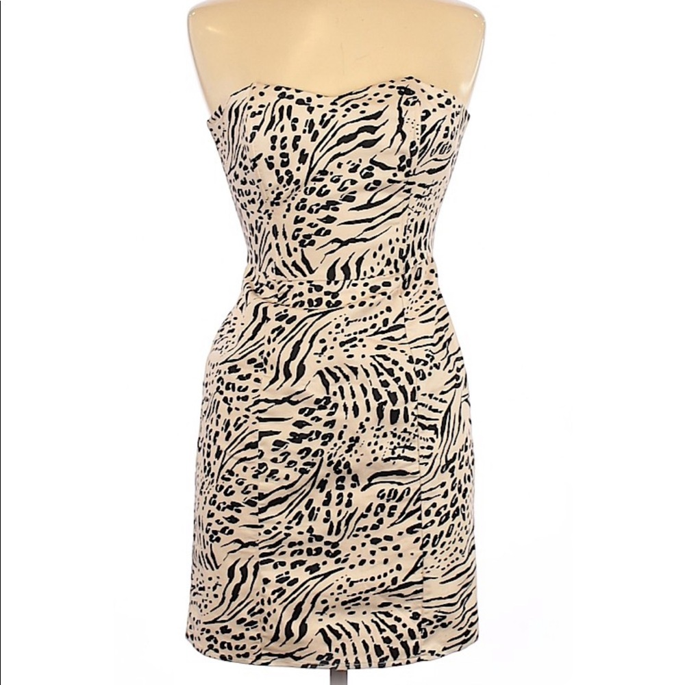 H&M Animal Print Strapless Mini Dress Size 6